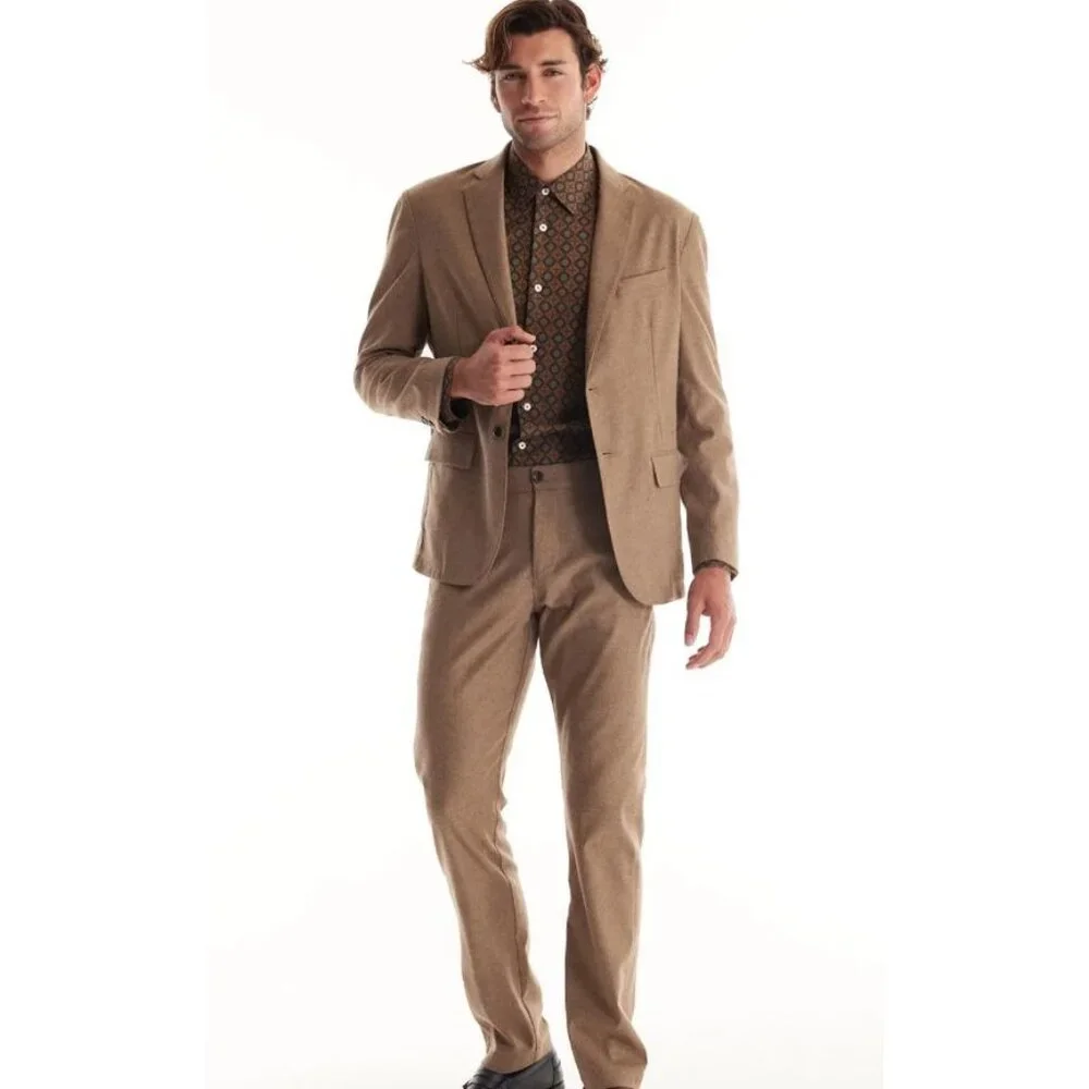 Soft Cloth Studio Jacket Camel Brown Pinstripe Size 40R NWOT